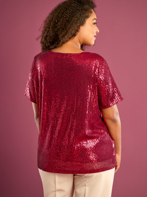 T-shirt a maniche corte con paillettes - Kiabi