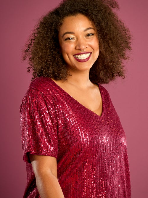 T-shirt a maniche corte con paillettes - Kiabi