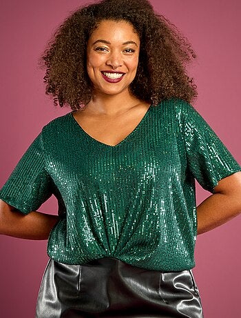 T-shirt a maniche corte con paillettes