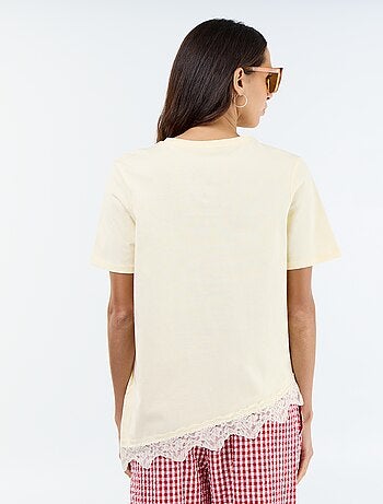 T-shirt a maniche corte con pizzo