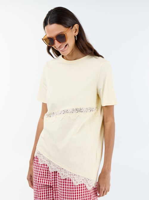 T-shirt a maniche corte con pizzo - Kiabi