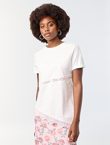 T-shirt a maniche corte con pizzo