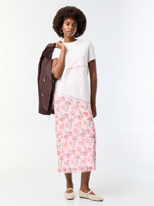T-shirt a maniche corte con pizzo - Kiabi