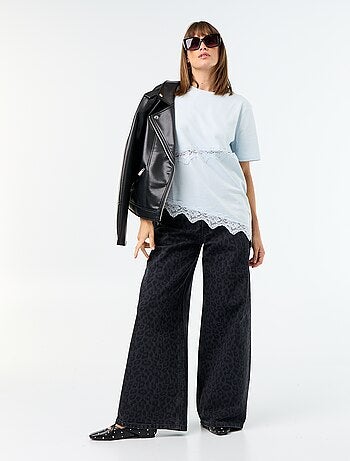 T-shirt a maniche corte con pizzo