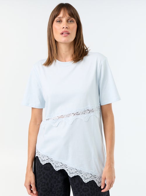 T-shirt a maniche corte con pizzo - Kiabi