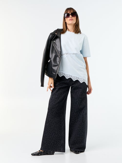 T-shirt a maniche corte con pizzo - Kiabi