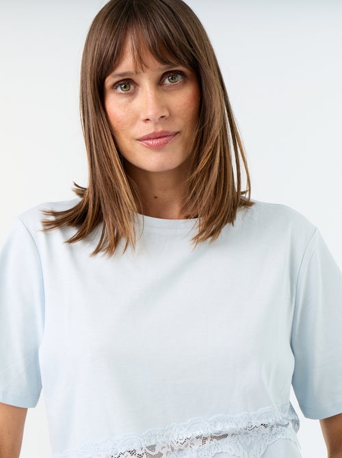 T-shirt a maniche corte con pizzo - Kiabi