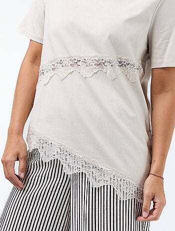 T-shirt a maniche corte con pizzo