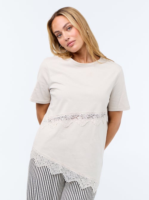 T-shirt a maniche corte con pizzo - Kiabi