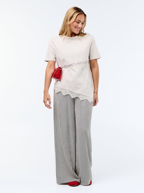 T-shirt a maniche corte con pizzo - Kiabi