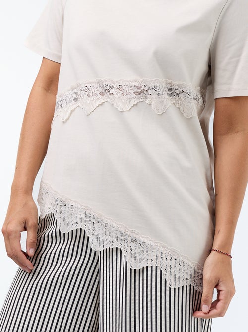 T-shirt a maniche corte con pizzo - Kiabi