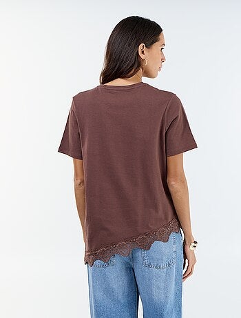 T-shirt a maniche corte con pizzo