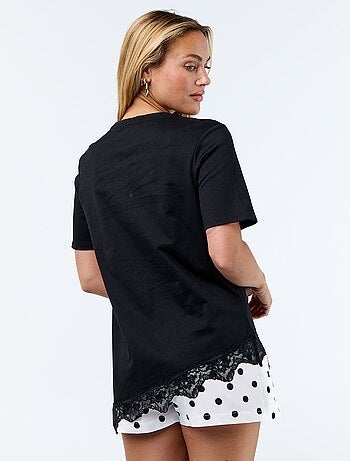 T-shirt a maniche corte con pizzo
