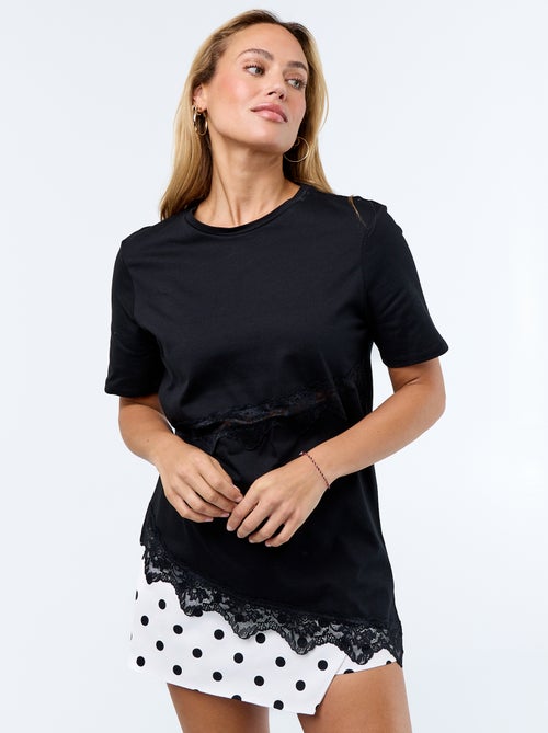 T-shirt a maniche corte con pizzo - Kiabi