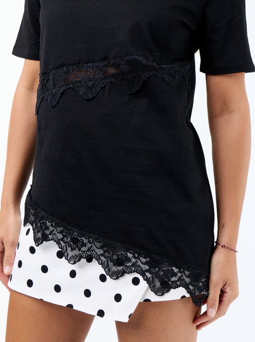 T-shirt a maniche corte con pizzo - Kiabi