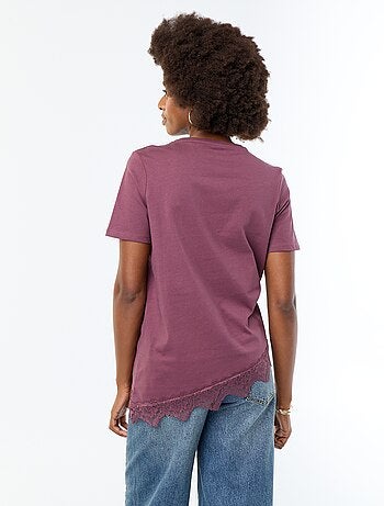 T-shirt a maniche corte con pizzo