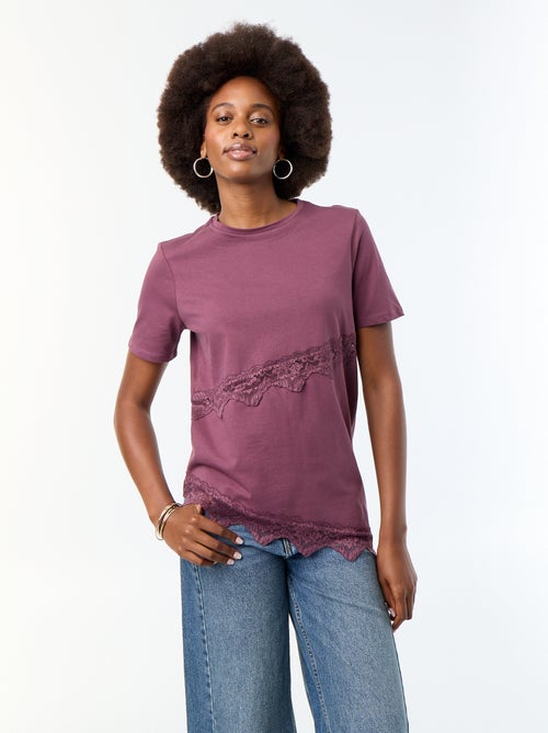 T-shirt a maniche corte con pizzo - Kiabi