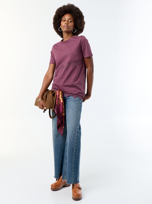 T-shirt a maniche corte con pizzo - Kiabi