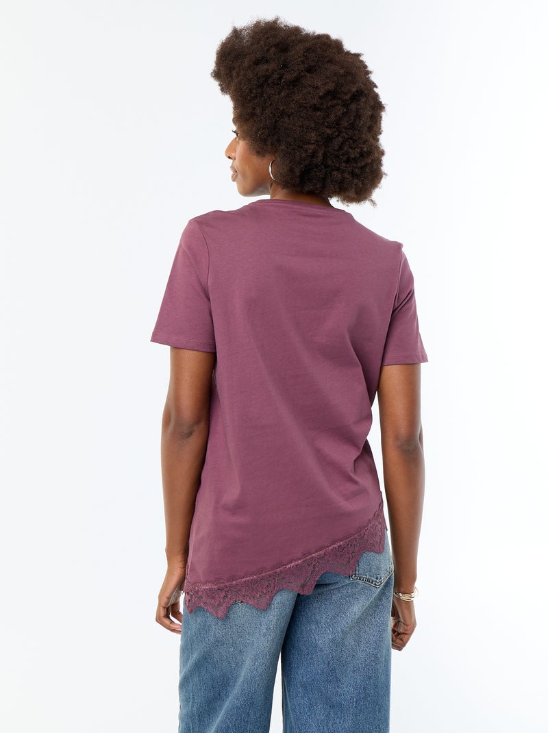 T-shirt a maniche corte con pizzo Viola - Kiabi