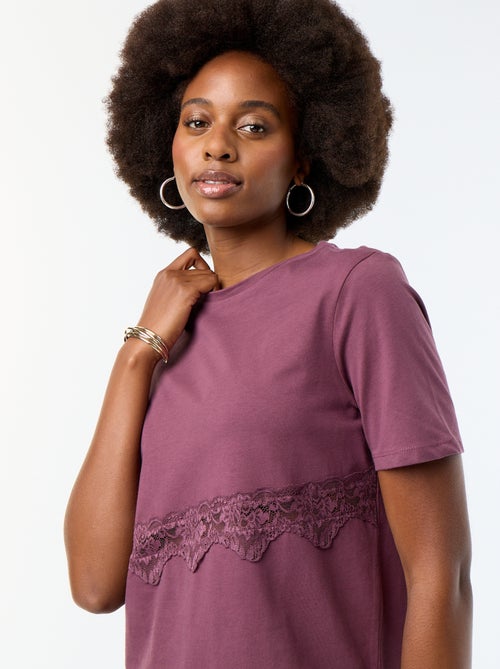 T-shirt a maniche corte con pizzo - Kiabi