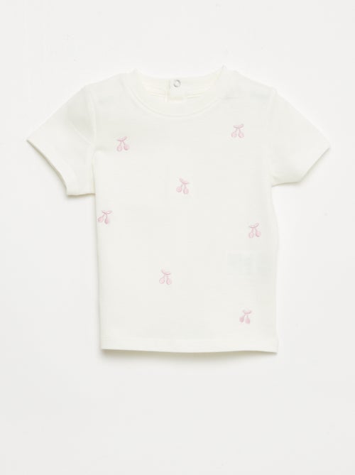 T-shirt a maniche corte con ricami - Kiabi