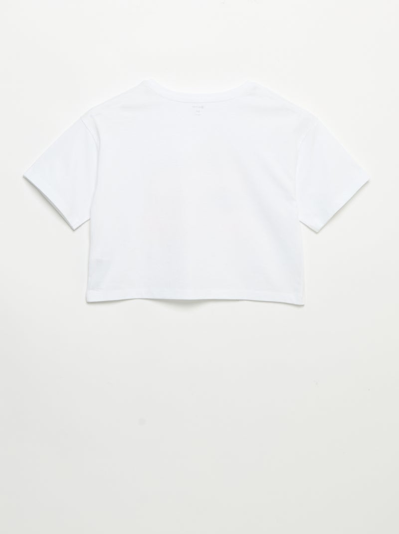 T-shirt a maniche corte con ricami Bianco - Kiabi
