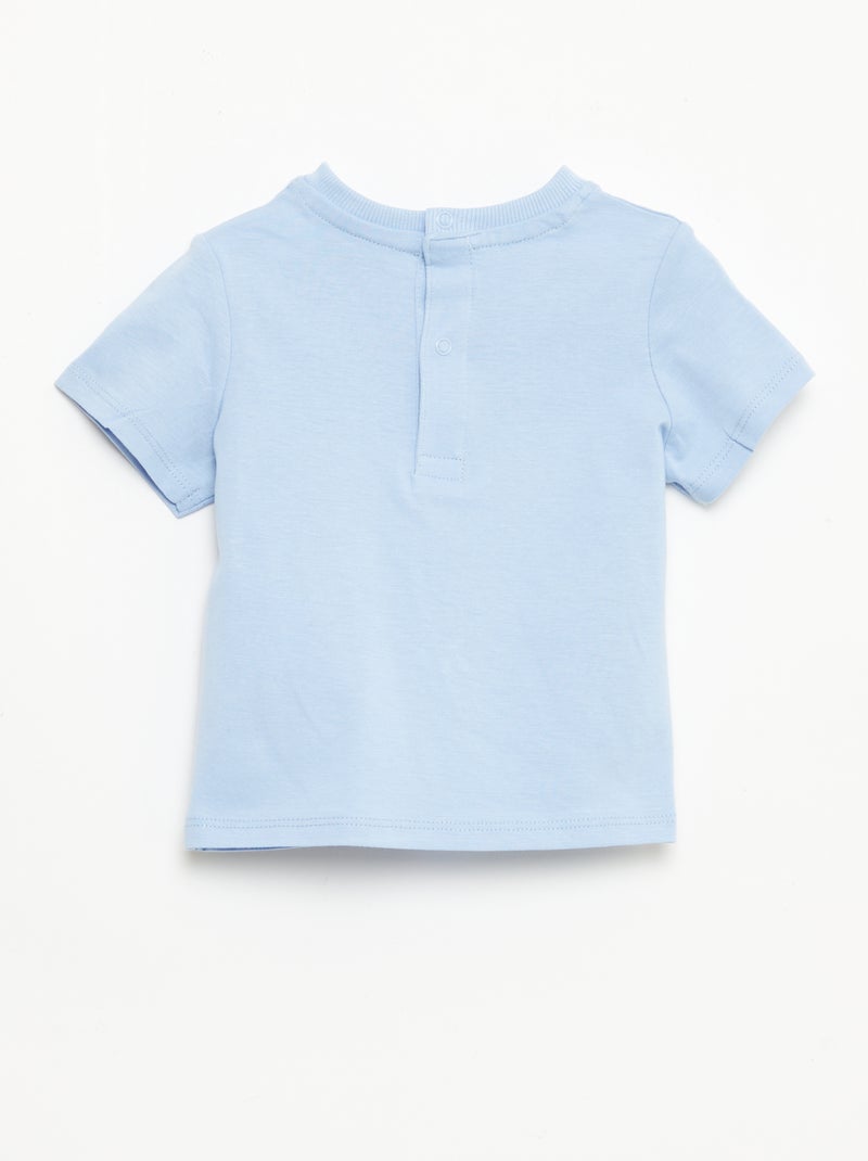 T-shirt a maniche corte con ricami Blu - Kiabi
