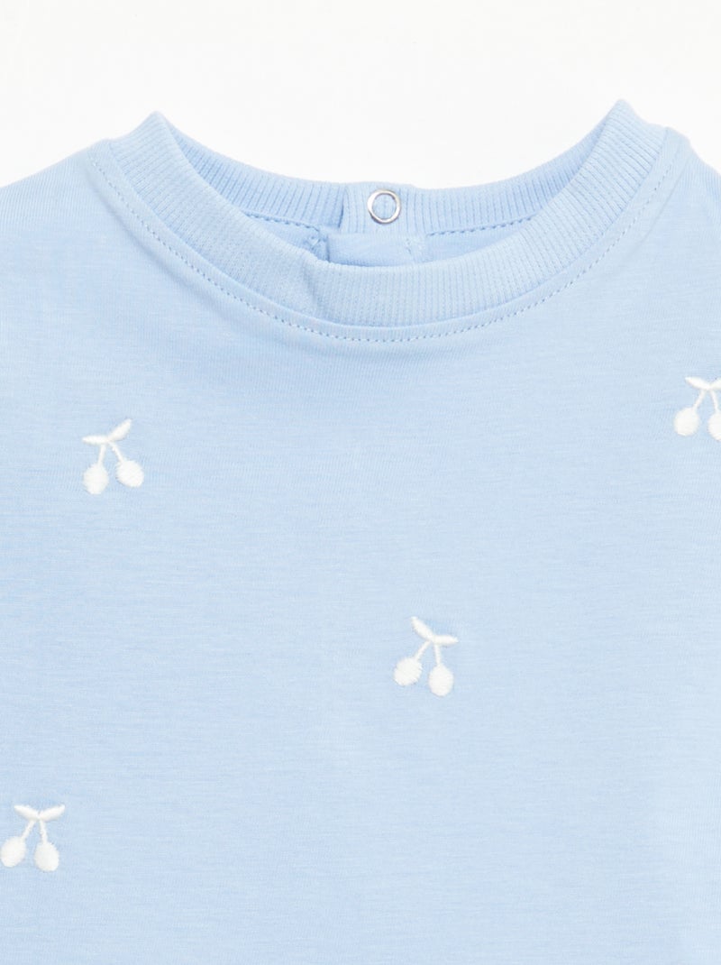 T-shirt a maniche corte con ricami Blu - Kiabi