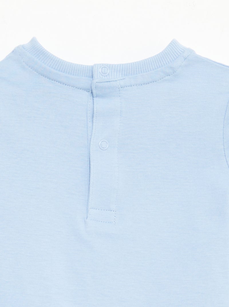 T-shirt a maniche corte con ricami Blu - Kiabi
