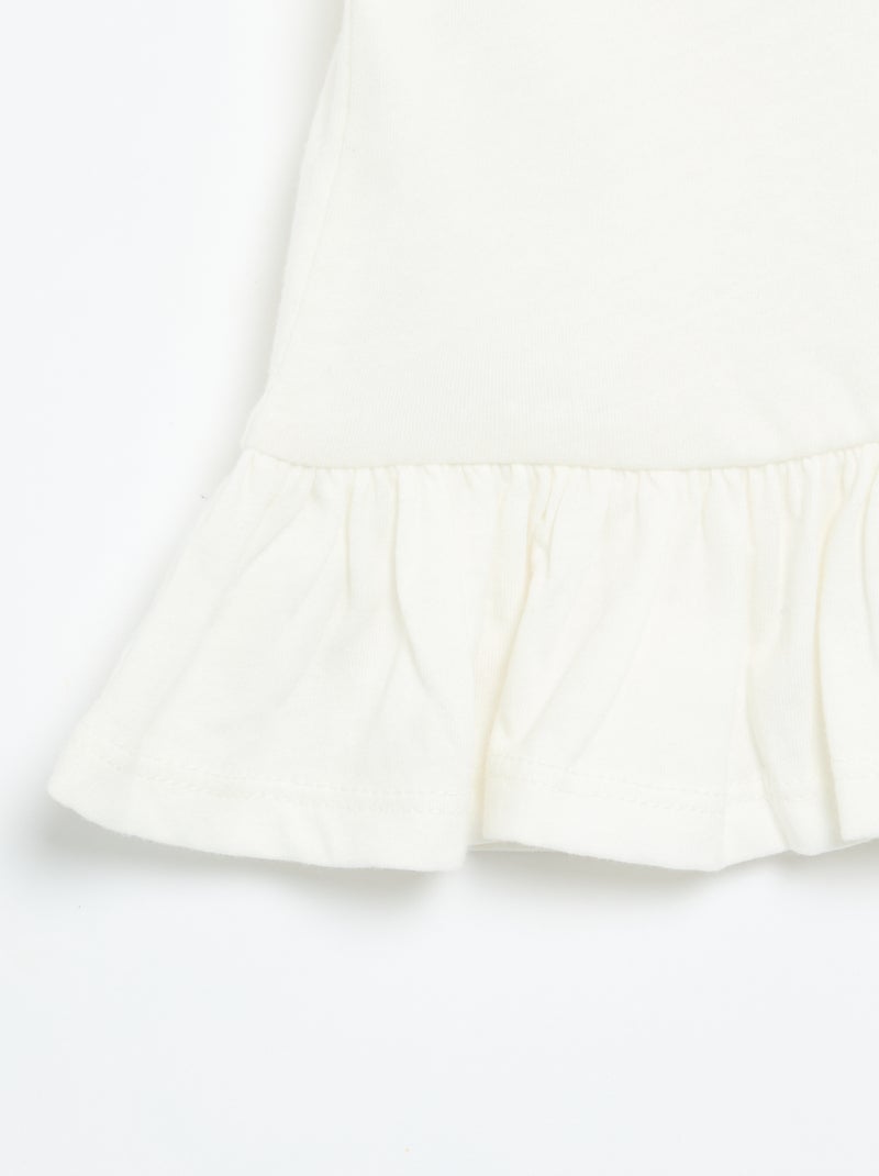 T-shirt a maniche corte con ricami e bordo a balze Bianco - Kiabi