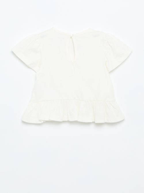 T-shirt a maniche corte con ricami e bordo a balze - Kiabi