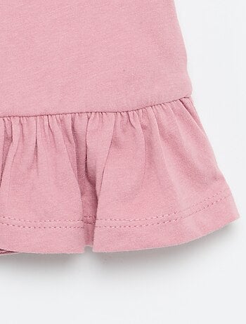 T-shirt a maniche corte con ricami e bordo a balze
