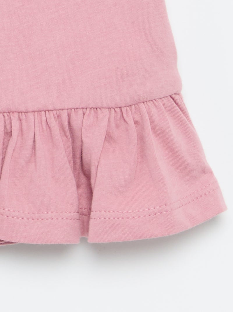 T-shirt a maniche corte con ricami e bordo a balze Rosa - Kiabi