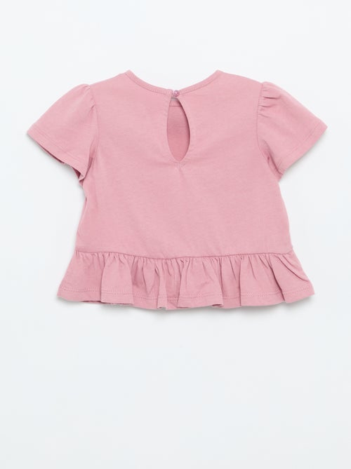 T-shirt a maniche corte con ricami e bordo a balze - Kiabi