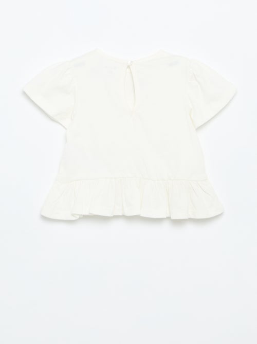 T-shirt a maniche corte con ricami e orlo a balze - Kiabi T-shirt a maniche corte con ricami e orlo a balze - Kiabi