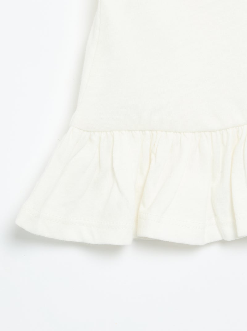 T-shirt a maniche corte con ricami e orlo a balze Bianco - Kiabi