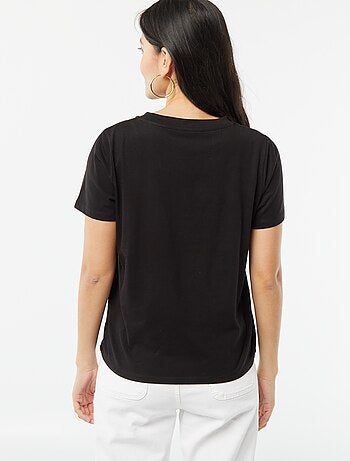 T-shirt a maniche corte con ricami fantasia