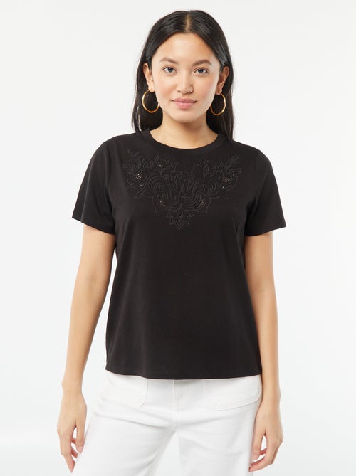 T-shirt a maniche corte con ricami fantasia - Kiabi