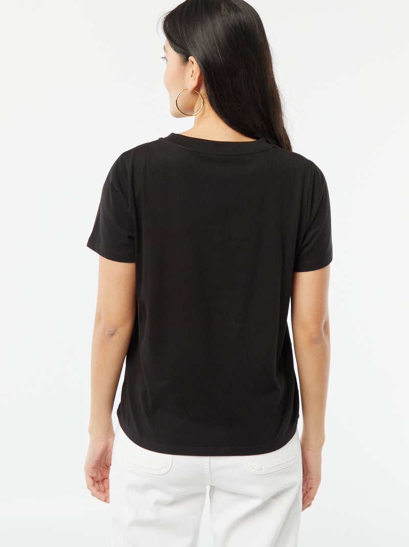 T-shirt a maniche corte con ricami fantasia nero - Kiabi