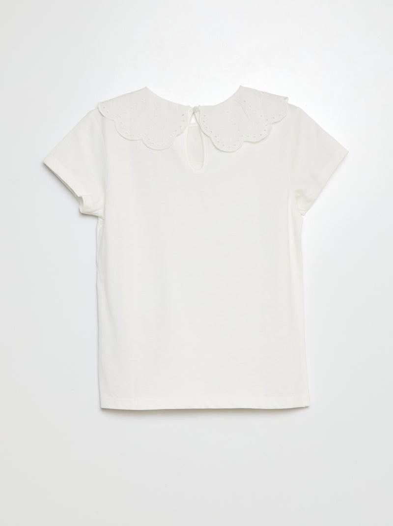 T-shirt a maniche corte con ricami in sangallo BIANCO - Kiabi