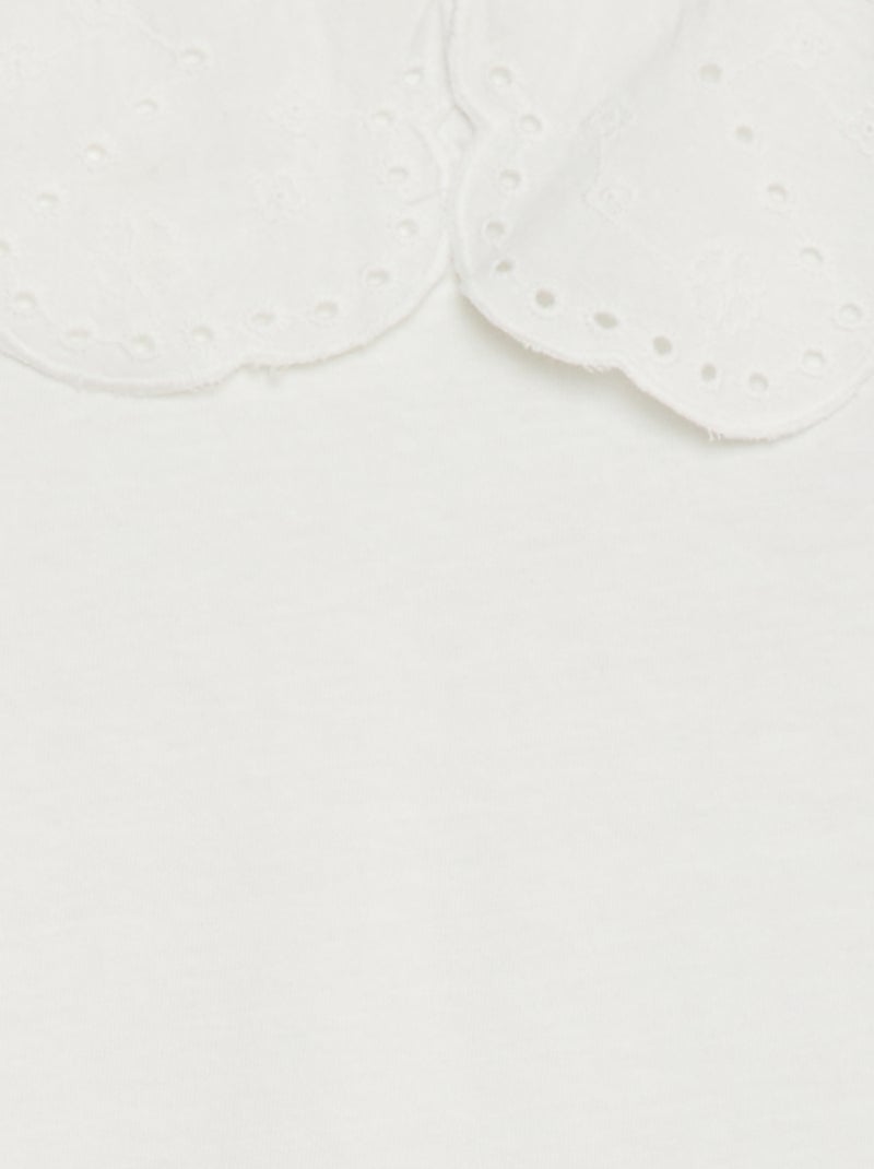 T-shirt a maniche corte con ricami in sangallo BIANCO - Kiabi