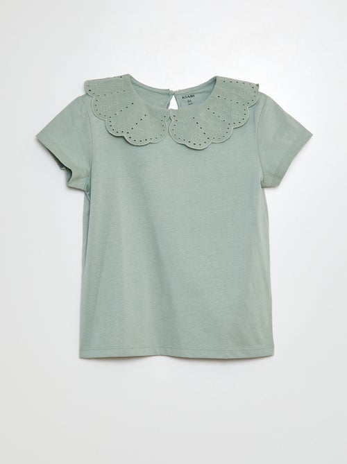 T-shirt a maniche corte con ricami in sangallo - Kiabi