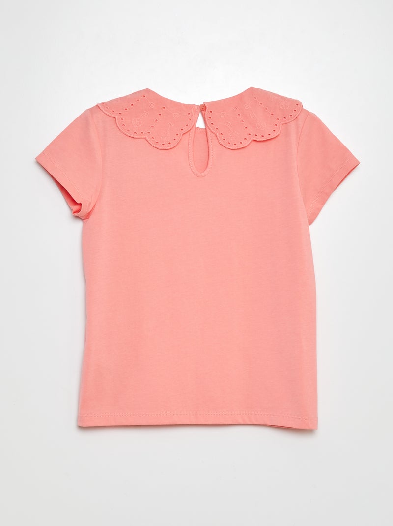 T-shirt a maniche corte con ricami in sangallo ROSA - Kiabi