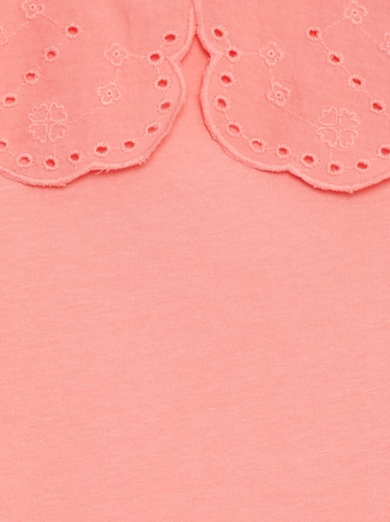 T-shirt a maniche corte con ricami in sangallo ROSA - Kiabi