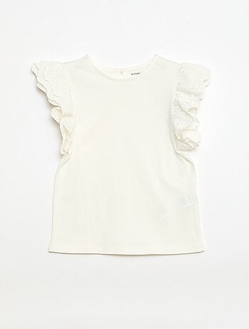 T-shirt a maniche corte con ricami inglesi