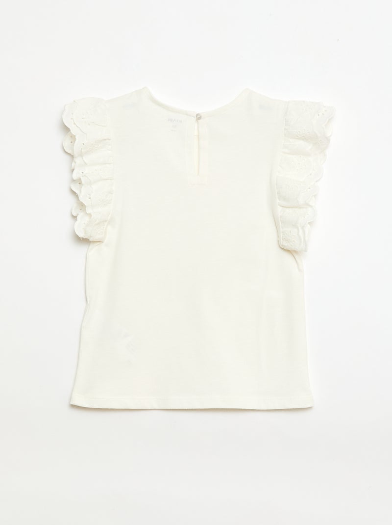 T-shirt a maniche corte con ricami inglesi Bianco - Kiabi
