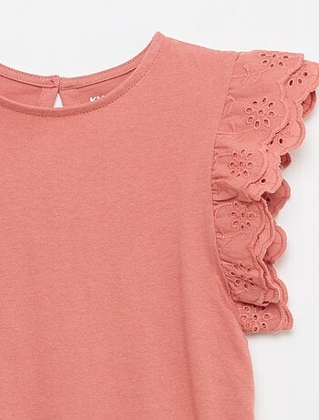 T-shirt a maniche corte con ricami inglesi