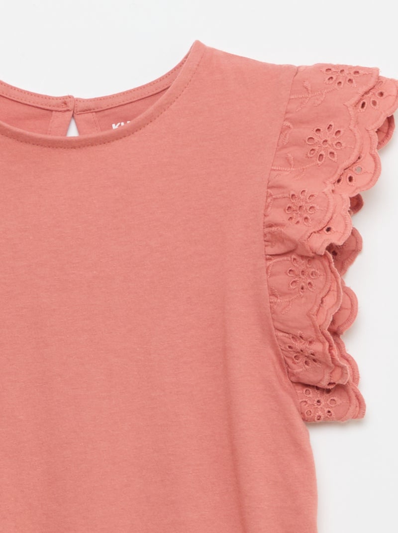 T-shirt a maniche corte con ricami inglesi Rosa - Kiabi