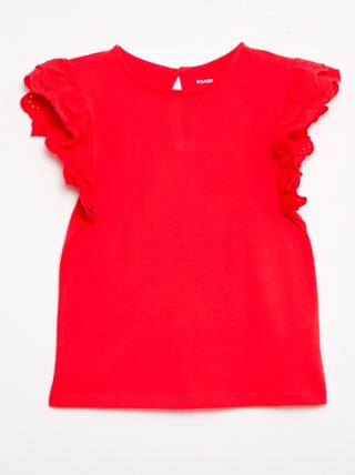 T-shirt a maniche corte con ricami inglesi