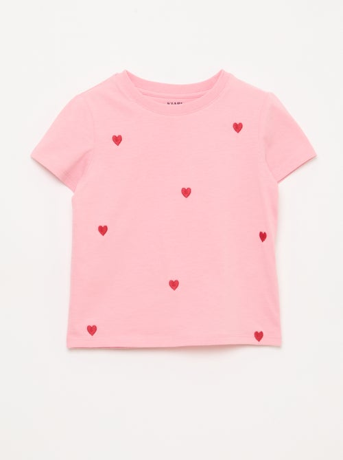 T-shirt a maniche corte con ricami - Kiabi